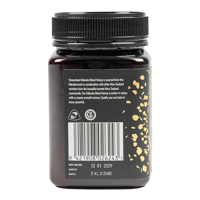 Streamland Mānuka Blend Honey Pure New Zealand Multifloral Honey Natural Sweetener Smooth &amp Creamy Texture (MGO 30+ 17.6 oz)