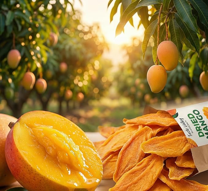Taste Valley Dried Mango Slices (24 oz) - Naturally Ripened Unsweetened Dried Fruit - Soft &amp Chewy Healthy Snacks for Kids &amp Adults - Gluten Free Non-GMO Vegan - No Added Sugar (1.5 lbs Bulk
