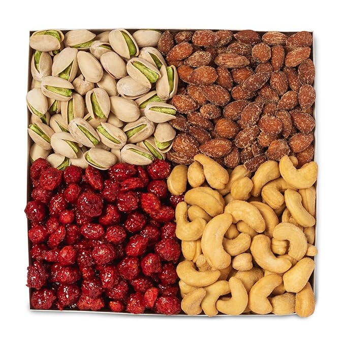 Nuts.com Mixed Nut Sampler – Variety Snack Box for Festive Gifts – 1.25Lb Gift Package Includes Pistachios Peanuts Hickory Smoked Almonds Roasted and Salted Cashews