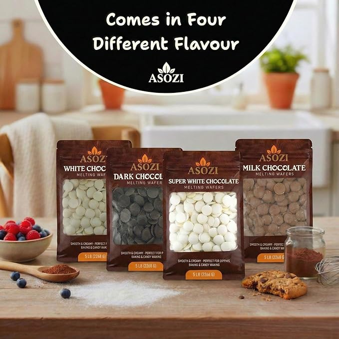 ASOZI Milk Chocolate Melting Wafers - 5 Pound Premium Quality Melting Wafers Easy Melt Chocolate for Dubai Chocolate Bars Baking Candy Making &amp Confections