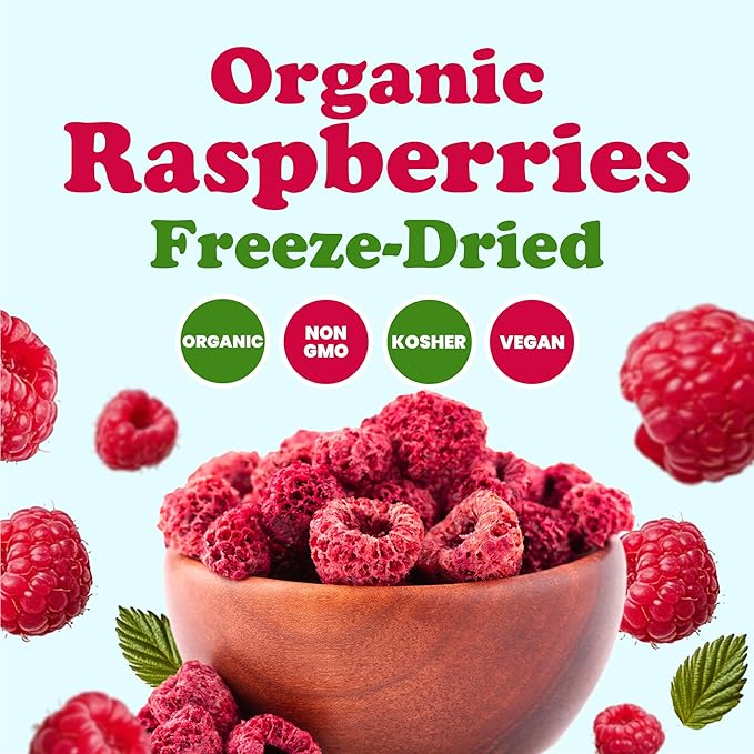 Food to Live Organic Freeze-Dried Raspberries 5 Ounces – Whole Natural Berries No Sugar Added Vegan and Nutritious Snack Perfect for Smoothies and Baking Non-GMO Kosher Bulk