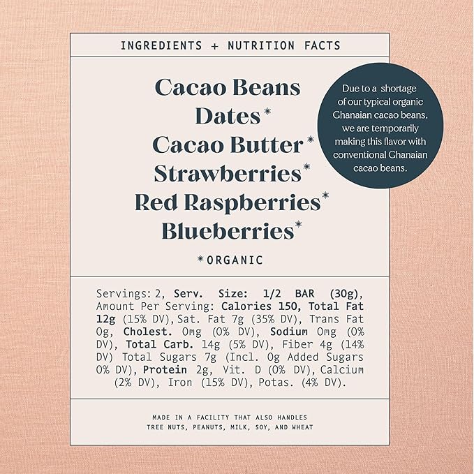 Spring &amp Mulberry Dark Chocolate Bars – Healthy Dark Chocolate Date-Sweetened - Mixed Berry 6 Pack