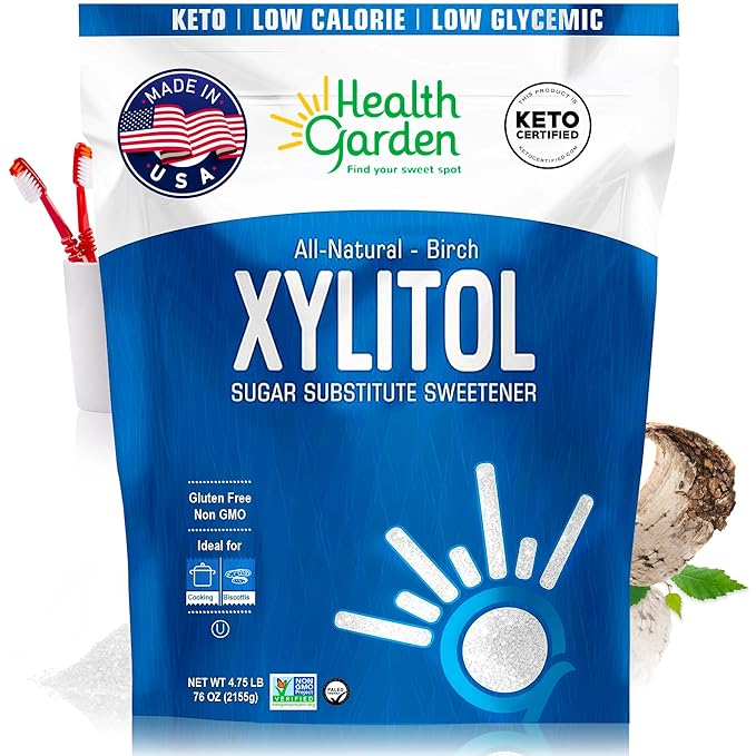 Health Garden Birch Xylitol Sweetener 76 oz Bag – 100% Birch-Derived Xylitol Sugar Substitute for Baking &amp Coffee 1:1 Sugar Replacement Supports Teeth Keto Vegan Non-GMO
