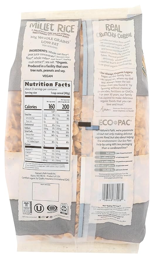Natures Path Cereal Flk Millet Rice Or 32 OZ