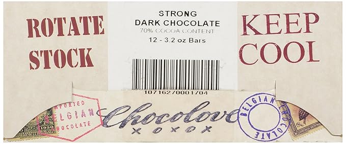 Chocolove Dark Chocolate Strong 70% 3.2 Ounce (Pack of 12)