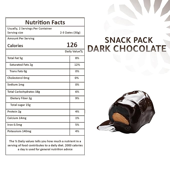 Nakheel Alya Dark Chocolate Almond Stuffed Dates 16 Pieces – Gourmet Healthy Snack Gluten-Free