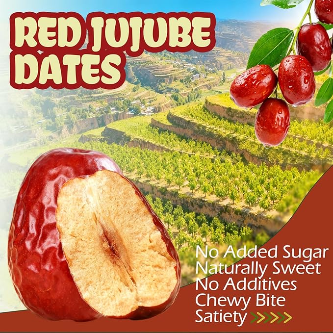 Premium Jujube Date Red Date (Hong Zao)Dates Medjool Dried17.6oz Dates Dried Mini 红枣 Snack Dried Fruit Sweet and Chewy Net 500g