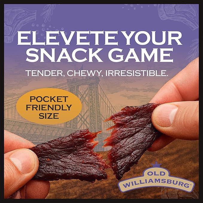 Old Williamsburg Teriyaki Beef Jerky 2oz (3 pack) | Real Beef Brisket | Hand Crafted Jerky | Gluten Free Meat Snack | Protein Packed