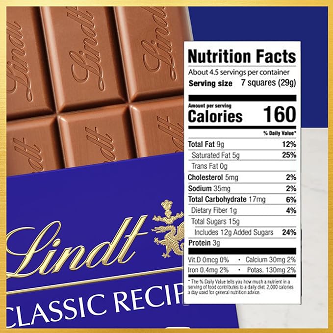 Lindt CLASSIC RECIPE Milk Chocolate Candy Bar Milk Chocolate 4.4 oz.