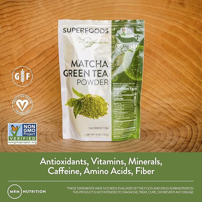 MRM Nutrition Superfoods Matcha Green Tea Powder - Grown In Japan Superfood Powder for Matcha Lattes Smoothies &amp Baking -Vegan Gluten-Free and Non-GMO verified - 42 Servings