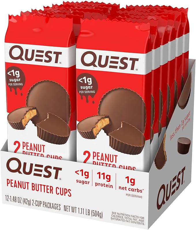 Quest Nutrition Protein Snacks Bundle - Peanut Butter Cups Peanut Butter Cookies and Chocolate Chip Cookies (12 Count Each)
