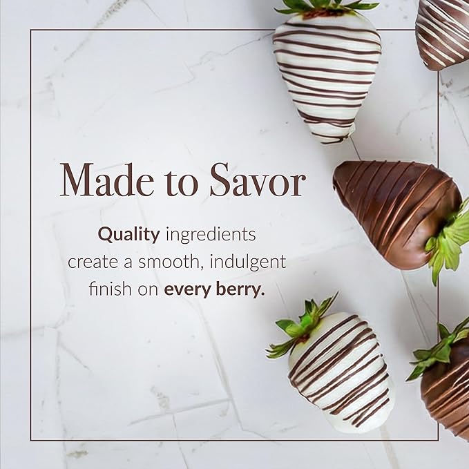 Shari’s Berries Gourmet Drizzled Strawberries | Chocolate Covered Strawberry Gift Box | Ideal for Valentine's Day Anniversary Birthdays Congratulations or Saying Thank You (Two Dozen 24 Berries)