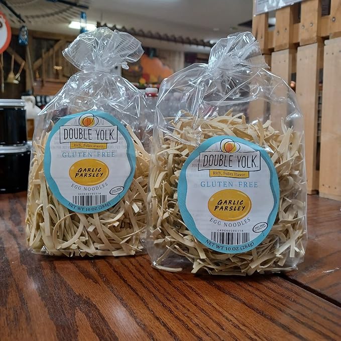 Gluten Free Homestyle Amish Egg Noodles Garlic Parsley Pack of 2 Bags