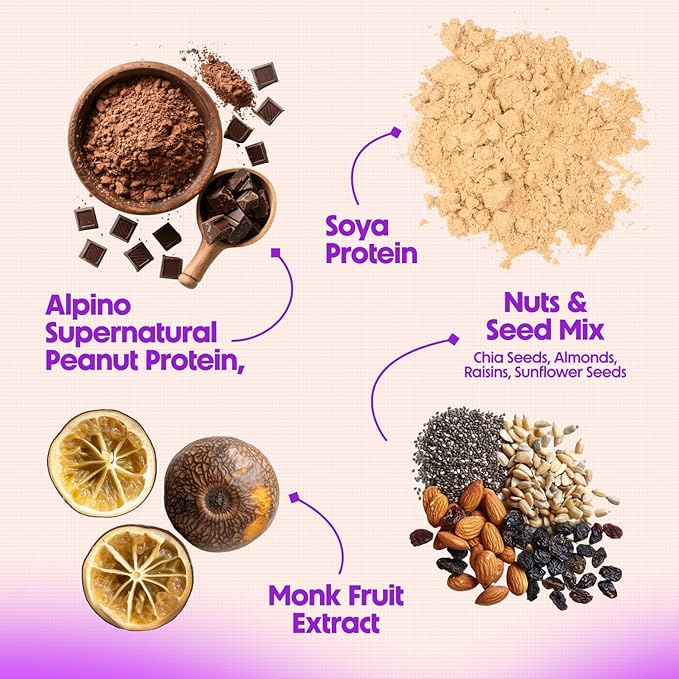 ALPINO Peanut Butter Super Oats Chocolate | 21% High Protein | Made with Rolled Oats Chocolate Peanut Butter &amp Cocoa | No Added Sugar &amp Salt | Gluten-Free | Vegan (35.2 oz)