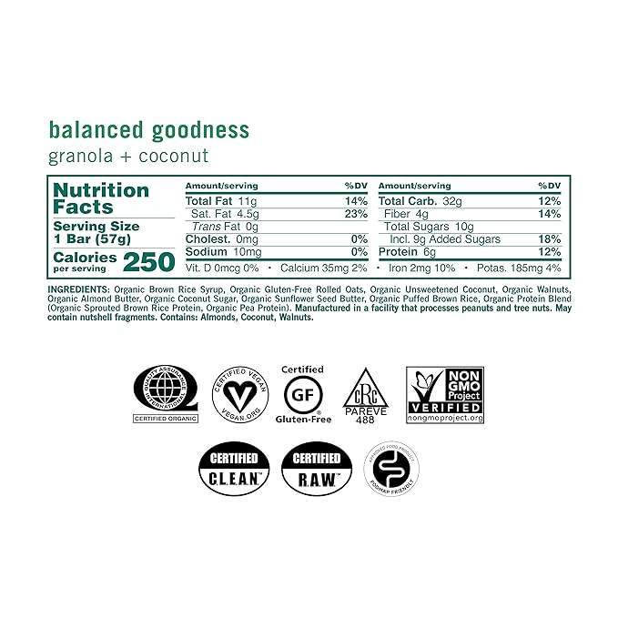 GoMacro MacroBar Organic Vegan Snack Bars - Granola + Coconut and Banana + Almond Butter (2.3 Ounce Bars 12 Count)