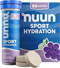 Nuun Sport Electrolyte Tablets with Magnesium Calcium Potassium Chloride &amp Sodium Gluten Free &amp Vegan Grape 8 Pack (80 Servings Total)