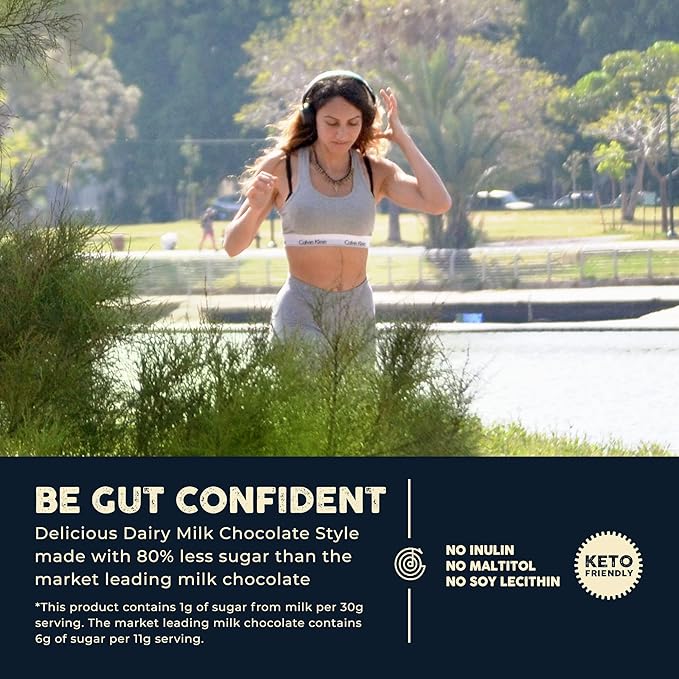 The Good Chocolate - Keto Milk Chocolate Style Squares 80% Less Sugar Lower Net Carb Snack Lower Calorie Creamy Chocolate Candy 24 Square Family Pack