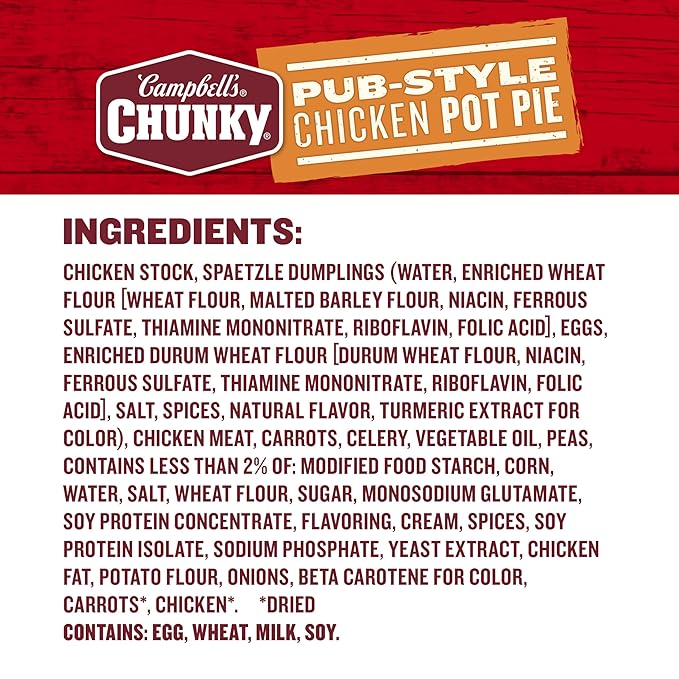 Campbell’s Chunky Soup Pub-Style Chicken Pot Pie Soup 18.8 oz Can (Pack of 12)