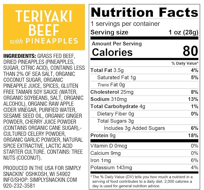 Simply Snackin' - TERIYAKI Beef with Pineapples 20 SNACKS