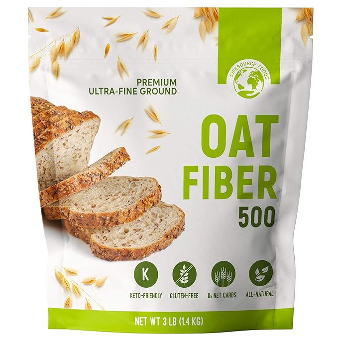 LifeSource Foods Oat Fiber 500 (3 LB) All-Natural Gluten-Free Zero-Carb Fiber Source for Low-Carb Baking