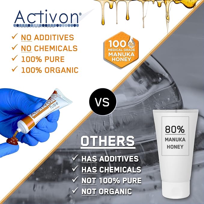 Activon Medical Grade 100% Manuka Honey Gel Tube Natural Healing of Wounds 3 Pack