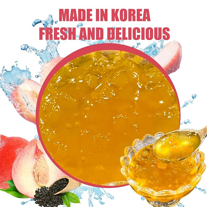 Apexy Korean Honey Peach Oolong Tea – Made with Real Fruit No Artificial Colors – Premium Drink Base Smoothies Desserts Cocktails Yogurt Spreads Made in KOREA 35.27oz (1kg). (Peach Oolong Tea)