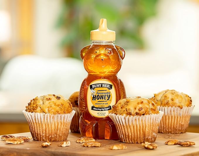 Busy Bee Honey Grade A Filtered Honey 24 Ounce 1.5 LB (Pack of 3 Honey Bears)
