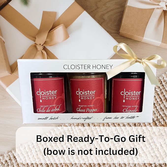 Cloister Honey Trios - Hot Honey (3 x 3 oz) | Hand Crafted | Raw Artisan Honey | 100% Pure Raw &amp Unfiltered | All Natural | Made in USA |