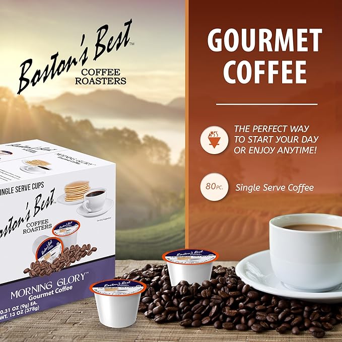 Boston’s Best - Morning Glory Blend Delicious Medium Dark Roast Coffee Gourmet Compatible with Keurig Coffee Maker 1 Count (80 Single Serve Cups)
