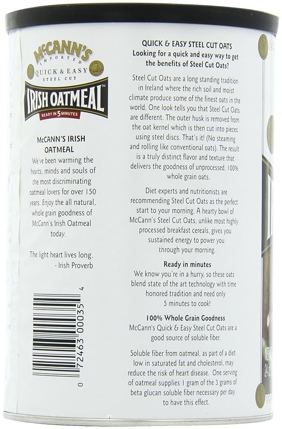 McCann's Steel Cut Irish Oatmeal Quick &amp Easy 24 oz (Pack of 6)