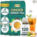 LeafLea Ginger Green Tea 120 Tea Bags Premium Green Tea Blend with Pure Ginger Root Supports Digestive Wellness Natural Flavor Low Caffeine Sugar-Free