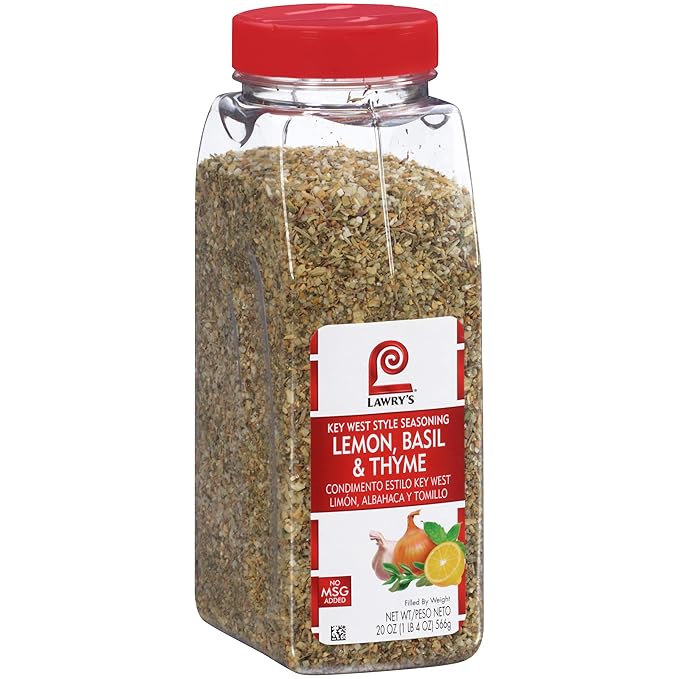 Lawry's Key West Style Lemon Basil &amp Thyme Seasoning 20 oz - One 20 Ounce Container of Lemon Basil and Thyme Seasoning for Mediterranean Style Dishes Best with Salads Seafood and Vegetables