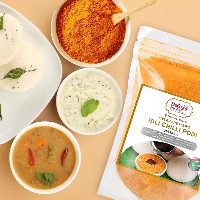 Delight Foods Mylapore Iyer's Idli Chilly Podi 350g - Ready Masalas | Mixed Spices | Tamil Nadu Special | NO PRESERVATIVES