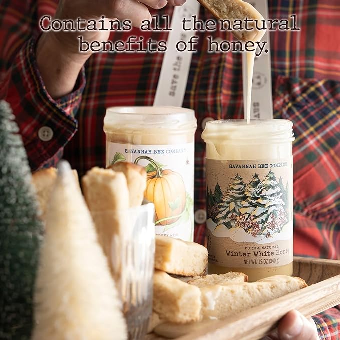 Savannah Bee Whipped Honey Gift Set - 12 oz Gourmet Honey Duo Set (12 Oz Pumpkin and Winter White)