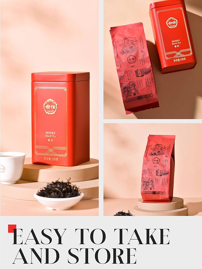 CO-OP 1950 Honey Black Tea Loose Leaf Tea 100g Premium High Mountain Whole Loose Leaf Black Tea Naturally Sweet &amp Mellow Unique Floral &amp Nectar Aroma No Additives 20 Empty Tea Bags Inclu