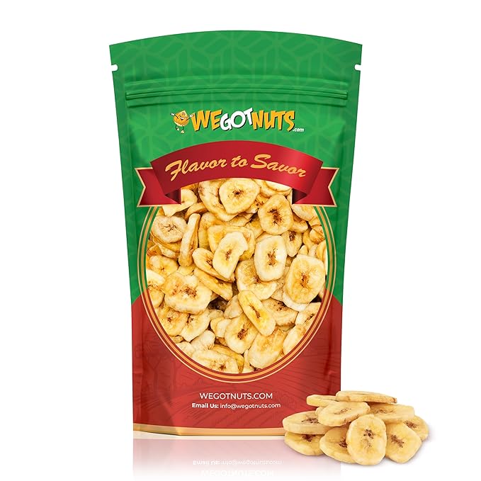 We Got Nuts Premium Dried Banana Chips 64oz (4 Pounds) Fresh Crispy &amp Sweetened Sealed For Freshness - We Got Nuts