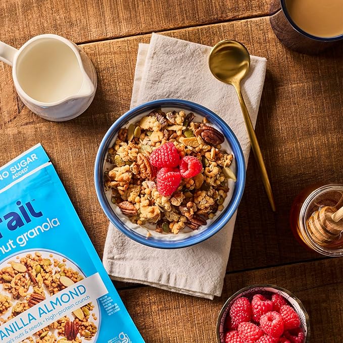 NuTrail 17g Protein Nut Granola Cereal Variety Pack No Sugar Added Keto Low Carb Gluten Free Grain Free Healthy Breakfast 8 oz. 3 Count