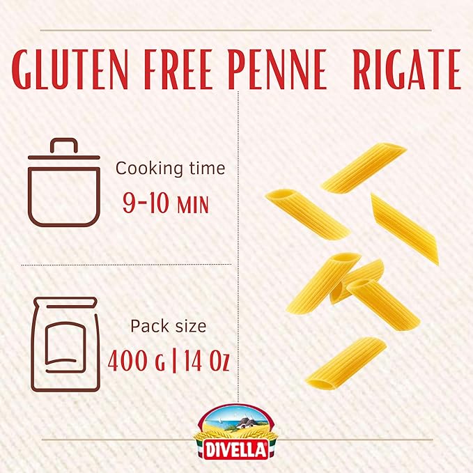 Divella Gluten Free Penne Pasta 16 oz. (Pack of 4) - Authentic Italian Gluten Free Pasta Penne Rigate Made with Maize and Rice Flour Perfect 'Al Dente' Texture for Every Dish