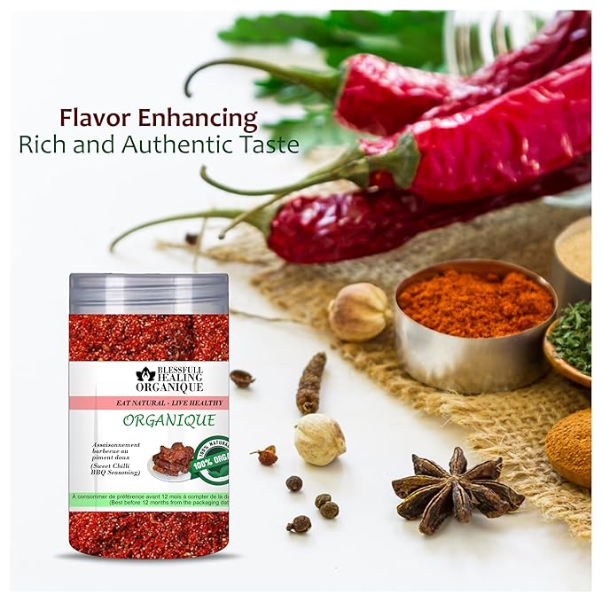 Blessfull Healing Organic Sweet Chilli BBQ Seasoning (Sugary Red Hot Condiment) 200 Gram