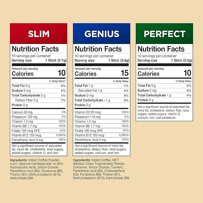 VitaCup Instant Coffee Sticks Slim w/Garcinia for Diet &amp Metabolism Keto Genius w/MCT Oil for Energy &amp Focus 10ct &amp Low Acid USDA Organic Chemical Free Perfect 10ct Coffee 30ct Bundle