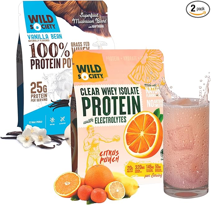 WILD SOCIETY Clear Isolate + Whey Concentrate Super Combo - Citrus Punch Clear Whey + Vanilla Bean Whey Concentrate