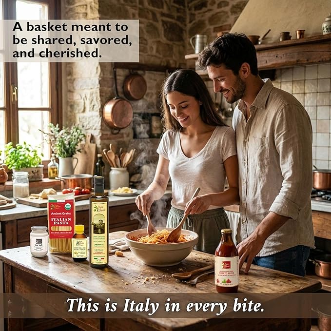 Papa Vince Italian Food Basket - Gourmet Gifts for Italians crafted in Italy from locally sourced organic ingredients by our family in Sicily Italy