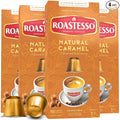 Roastesso Coffee Natural Caramel Flavored Espresso Pods Nespresso Capsules Compatible with Original Line Machines Barista Creations Flavor Pack Medium Dark Roast Ristretto (40 Count)