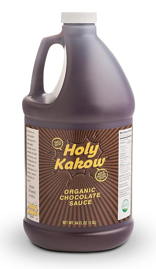 Holy Kakow Organic Chocolate Syrup - Organic Chocolate Sauce Organic Add to Mochas Waffles &amp Ice Cream Made with Colombian Sugar Real Food Ingredients Specific Flavor - 64oz
