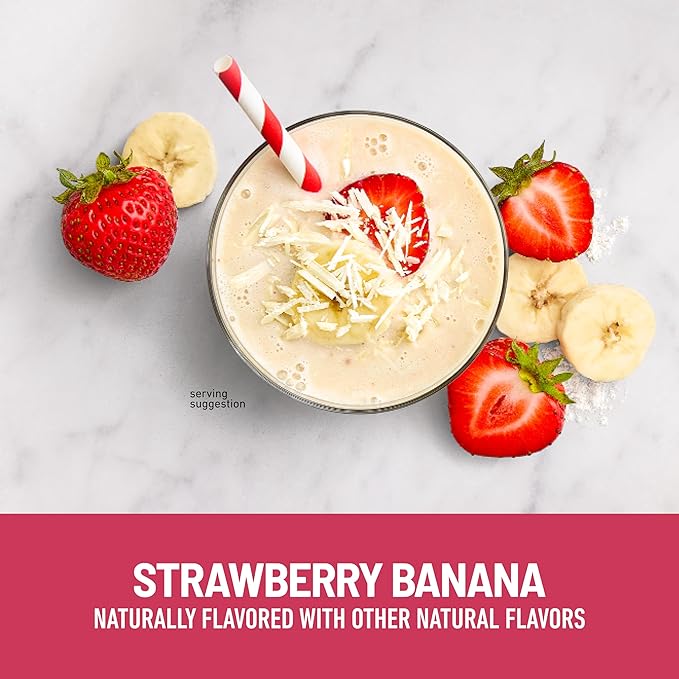 SlimFast High Protein Smoothie Mix Plus Fruit Powder High Protein Meal Replacement Powder Fiber Vitamin C 21 Servings 1.29 Pounds Strawberry Banana (Packaging May Vary)