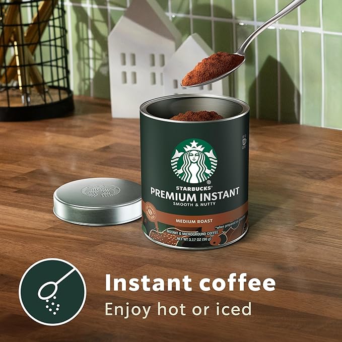 Starbucks Premium Instant Coffee Medium Roast Coffee Arabica Beans Three 3.17 oz Tins