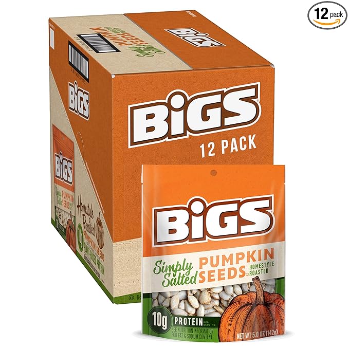 BIGS Pumpkin Seeds Simply Salted Homestyle Flavor 5 oz. (Pack of 12)