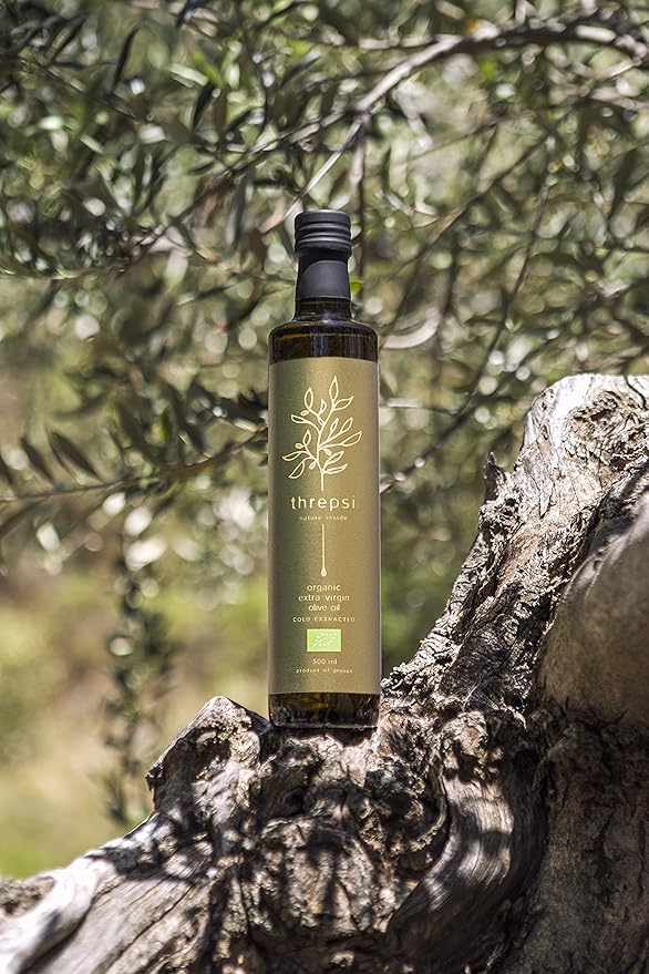 Threpsi Organic Extra Virgin Olive Oil | Extracted Cold | 100% Koroneiki Olives | Grown by Small Family Farmers near Kalamata