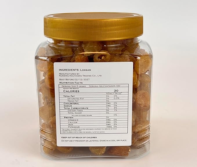 Natural Dried Longan Fruit No Sugar Added 17.64 Oz Premium Selected