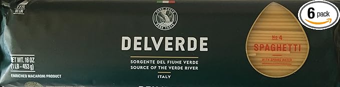 Delverde No. 4 Spaghetti from Italy Pack of 6 One Pound Packages